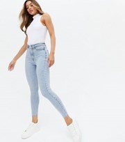 New Look Pale Blue Acid Wash High Waist Hallie Super Skinny Jeans